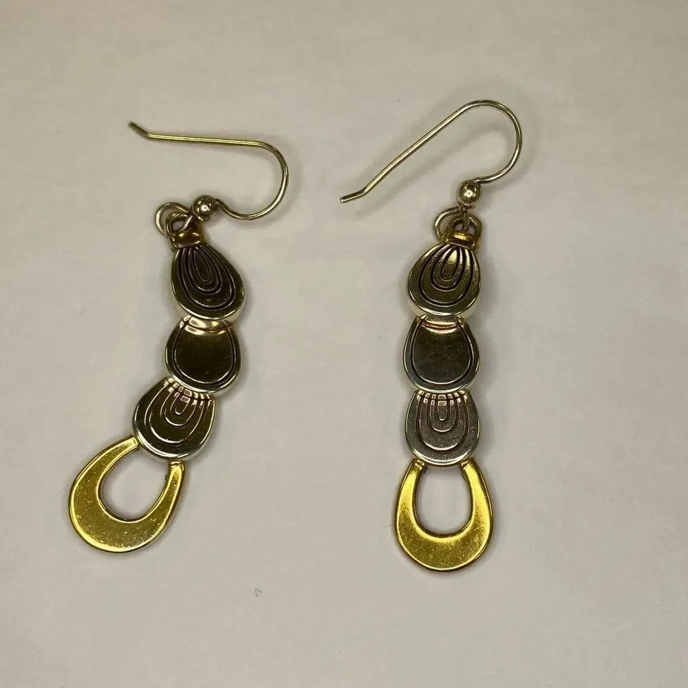 BRIGHTON gold and silver etched circle links bracelet‎ and earrings set.